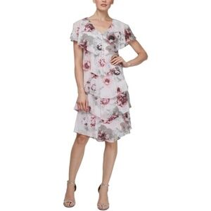 SLNY Ruffled Cocktail Dress